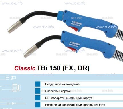 Горелка для полуавтоматической сварки TBi 240-blue-ESG, длина 3 метра - st-e.info - Абакан